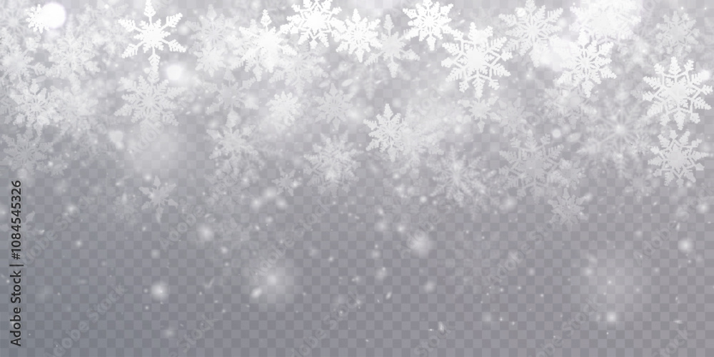 Poster winter cold blizzard effect with snow. vector texture cold winter wind with snowflakes on transparen