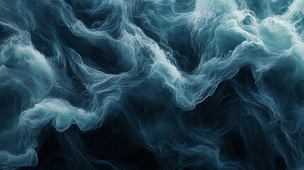 Obraz premium A dark blue and turquoise background with flowing lines of water, creating an abstract pattern The colors blend seamlessly to create a sense of movement and fluidity