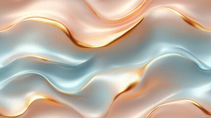 Obraz premium Elegant abstract waves in pastel with gold accents - modern luxury design