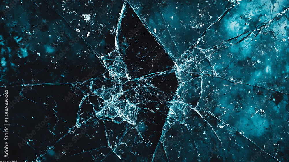 Leinwandbilder broken glass overlay, fractured display texture, dark distorted crushed aged digital device screen w