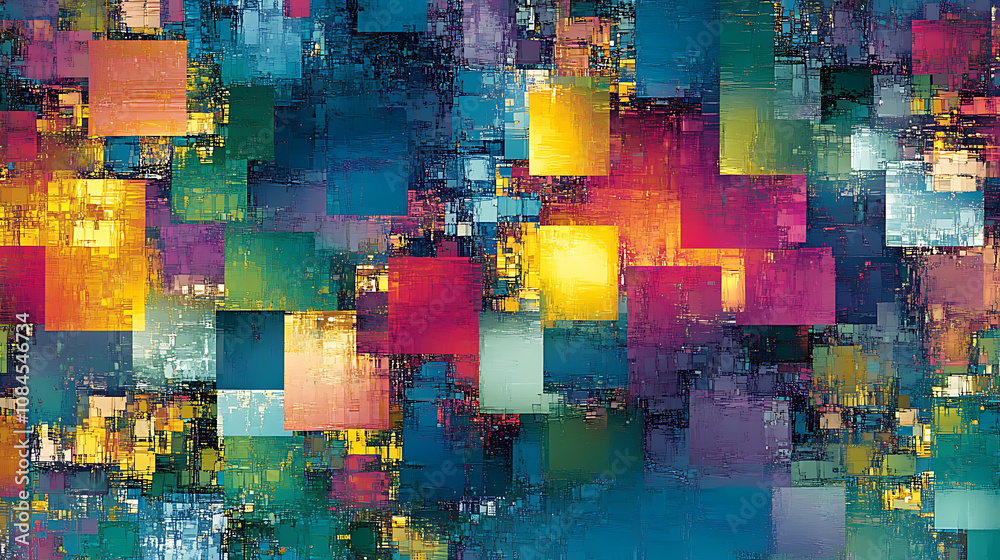 Fototapete another variation of an abstract square pixel mosaic background, emphasizing the pixelated effect