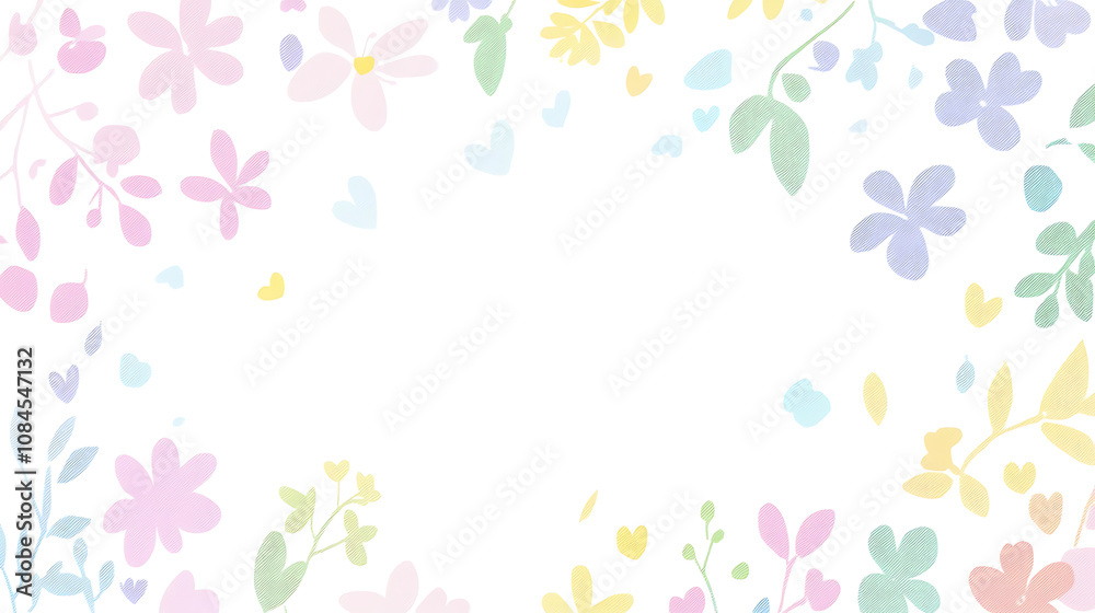 Aufkleber cute pastel spring floral pattern on a white background a flat design with pastel colors and a simpl