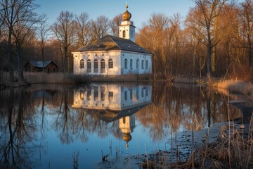 Fototapeta premium Gilded Pond Reflections