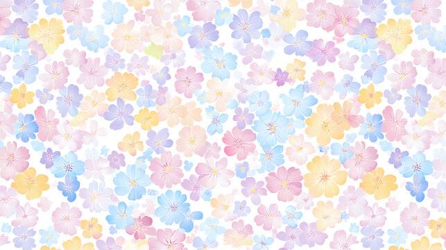 Cute pastel spring floral pattern on a white background a flat design with pastel colors and a simple design