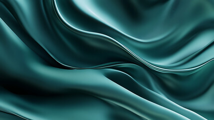Obraz premium A luxurious dark green silk satin background showcases beautiful soft folds on a smooth surface, offering an elegant background with space for design