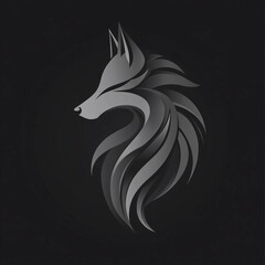 Elegant Fox Logo Designs in Gradient Gray Tones with Copy Space