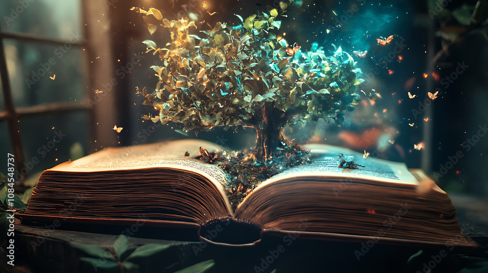 Poster engaging with literature through the medium of an e-book merges traditional reading with digital inn