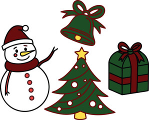 set of Christmas and New Year icons on white.on white.eps