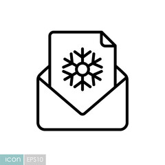 Envelope and card merry Christmas vector icon