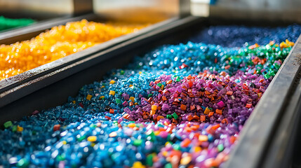 A plastic waste recycling plant, highlighting the process of converting plastic granulate into new products