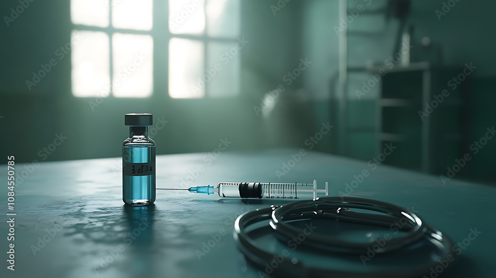 Poster the controversial topic of capital punishment by lethal injection is depicted with handcuffs, a vial