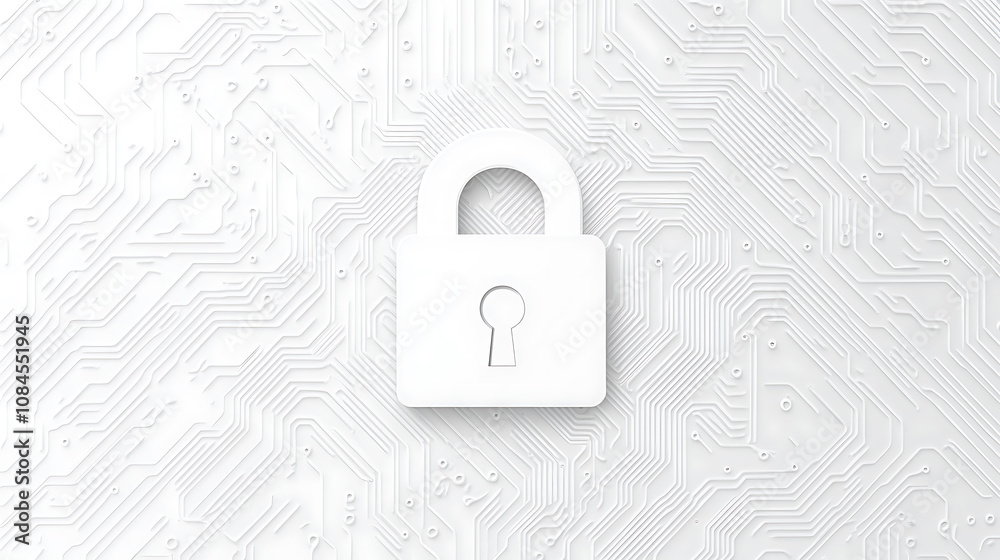 Aufkleber A white lock icon with circuit board patterns on the background, symbolizing security and data protection in technology or digital marketing