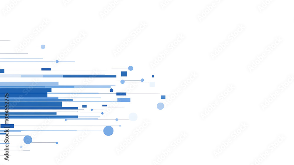Poster Abstract blue lines speed across a white background presentation design, featuring a simple flat illustration in a minimalist style, with a large copy space