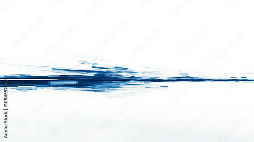 Poster Abstract blue lines speed across a white background presentation design, featuring a simple flat illustration in a minimalist style, with a large copy space
