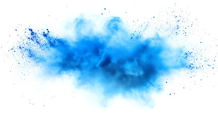Obraz premium Blue powder explosion abstract dust splash on white background freeze motion colorful