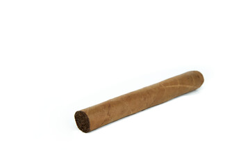 Smoking concept. Isolated cuban cigar over white background