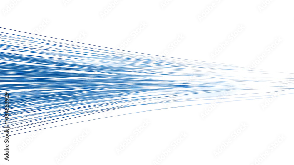 Poster Abstract linear blue lines pattern on white background technology line, speed motion, fast forward concept design for banner or web template