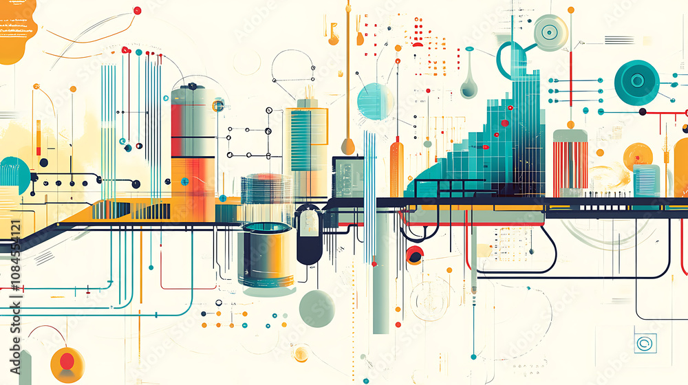 Fototapete Big Data Structuring and Map Reduce Process Illustration