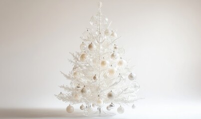 A white Christmas tree with many ornaments