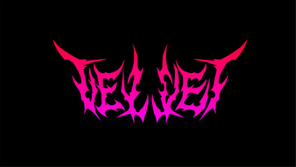 Velvet, typographic logo vector in a sharp, spiked, and symmetrical style with a dark, intense vibe. Ideal for metal and alternative designs