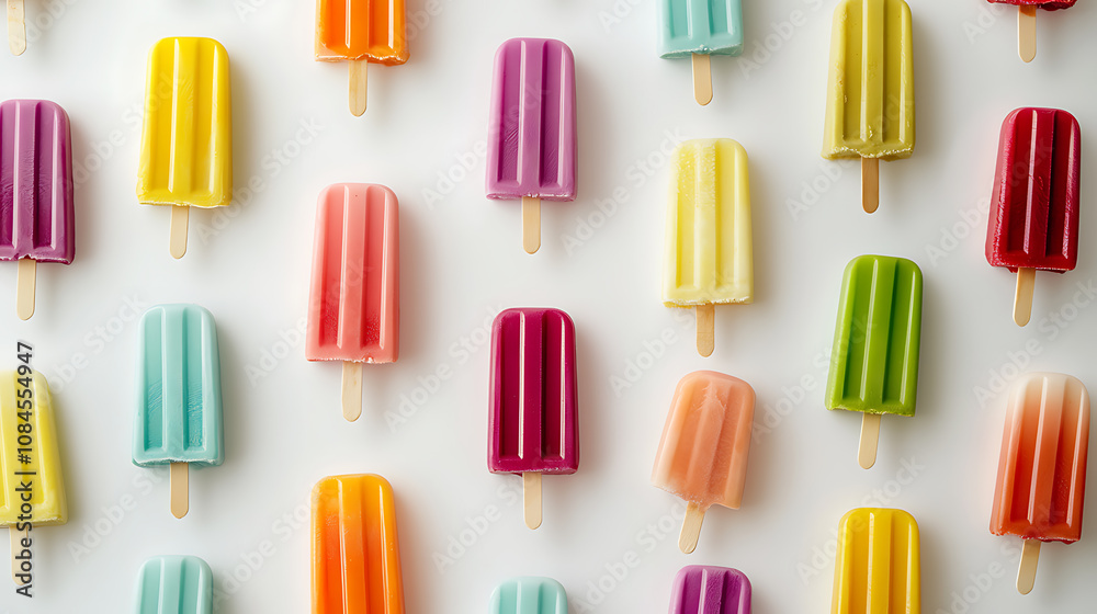 Poster colorful ice cream popsicle pattern on white background cute and playful style bright colors with so