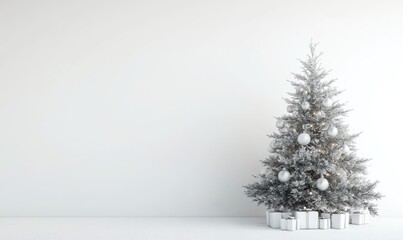 A white Christmas tree with many ornaments on it