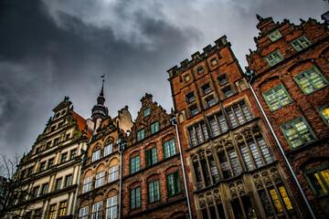 Fototapeta premium Gothic facades of ancient houses in the Old Town of Gdansk