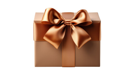 A brown wrapped gift box with a delicate bow, perfect for rustic or nature-themed celebrations, isolated on transparent background.