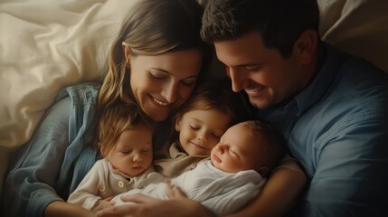 Fototapeta premium Happy parents with their children