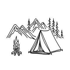 camping Line Drawing