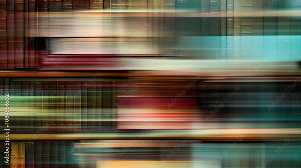 Aufkleber the blurred image of many old books on a library shelf captures the essence of a world filled with s