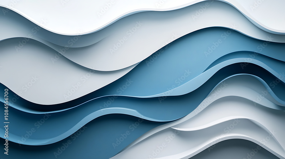 Aufkleber Blue and white background with wavy lines banner design for corporate presentation or website header