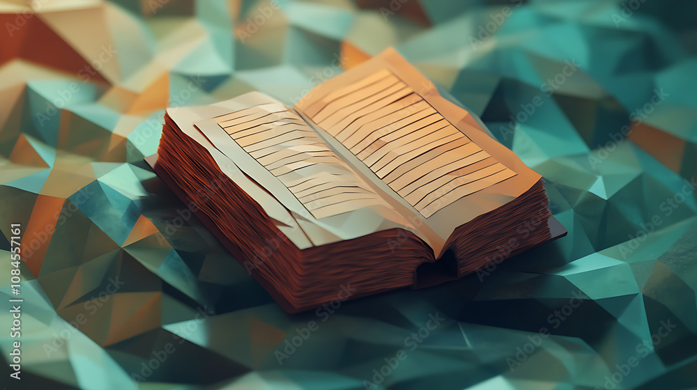 Aufkleber the concept of digital literacy or e-learning is illustrated by a low poly book, merging the old wit