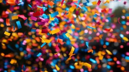 Colorful confetti raining down during a festive celebration or party