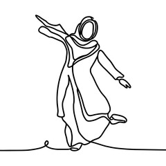 muslim woman in a hijab line drawing