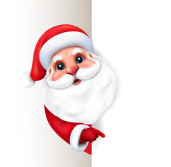 Santa Claus 3d with vertical blank sign.