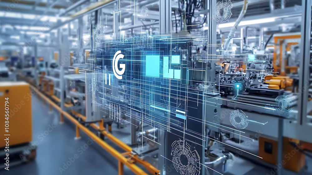 Leinwandbilder industrial factory showcasing 5g connection technology for high-speed wifi internet, enhancing manuf