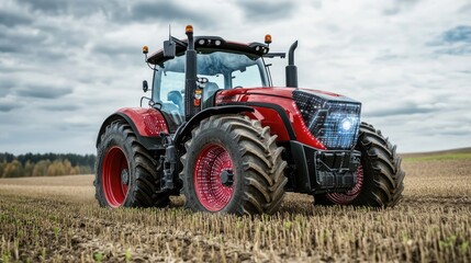 Obraz premium Agricultural technology concept image - Modern tractor in the field