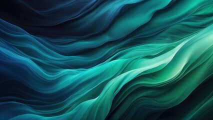 Obraz premium Abstract waves of teal and blue flowing gracefully, creating a serene atmosphere.