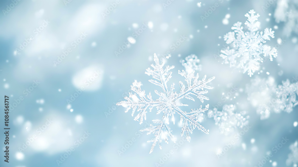 Aufkleber background with snowflakes, a light blue and white color scheme a minimalist and simple composition 