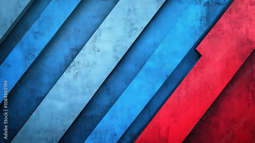Poster abstract background with blue and red gradients, geometric shapes, diagonal lines modern look