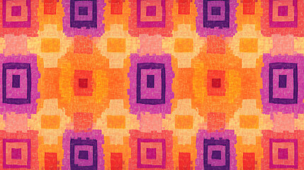 Purple, orange and pink pixelated geometric pattern