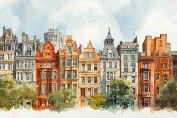Fototapeta premium A vibrant display of historic architecture in a city neighborhood showcasing diverse styles