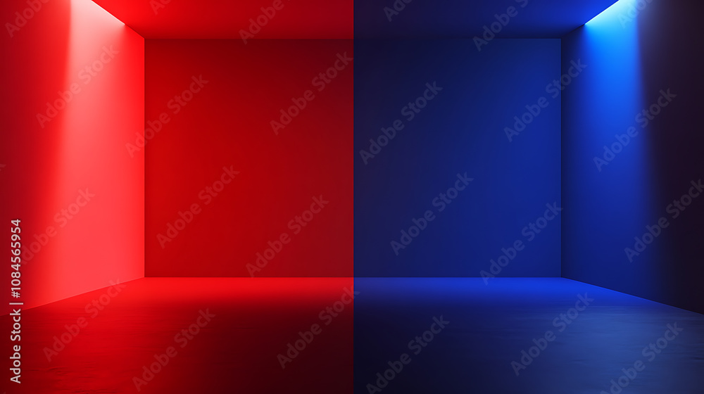 Aufkleber a vibrant versus screen displaying a confrontation between red and dark blue backgrounds, symbolizin