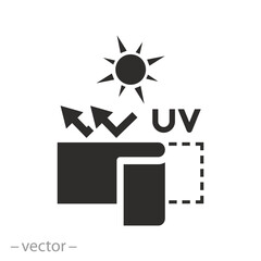 spf protect, tanning sticker icon, sun protection skin, uv layer, anti radiation film, flat vector illustration