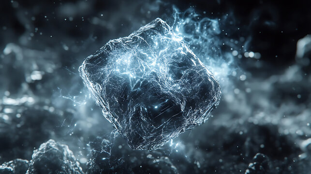An osmium fragment, a metallic chemical element belonging to the group of platinum metals, is depicted, highlighting its usage in electrical conductors