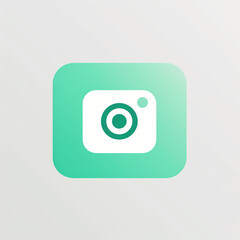 Flat video call icon with minimalist white camera in rounded green rectangle.