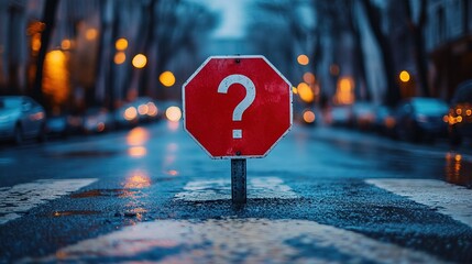 Red Stop Sign with Question Mark 