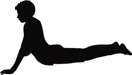 a boy lying down, silhouette vector