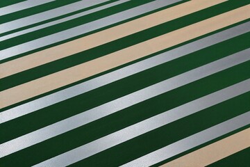 Forest Green Surface with Silver and Beige Stripes for Sustainable Graphic Design Background